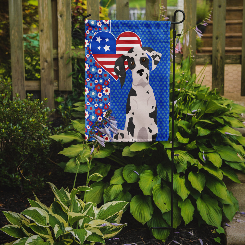 Harlequin Great Dane USA American Flag Garden Size
