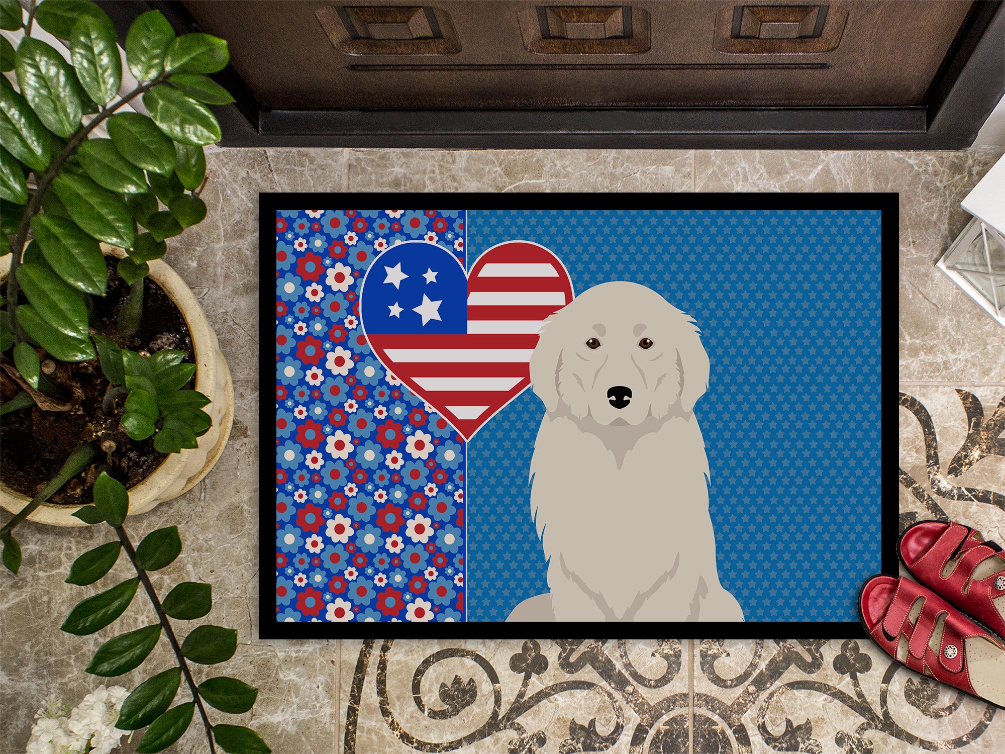 Great Pyrenees USA American Indoor or Outdoor Mat 24x36 - the-store.com