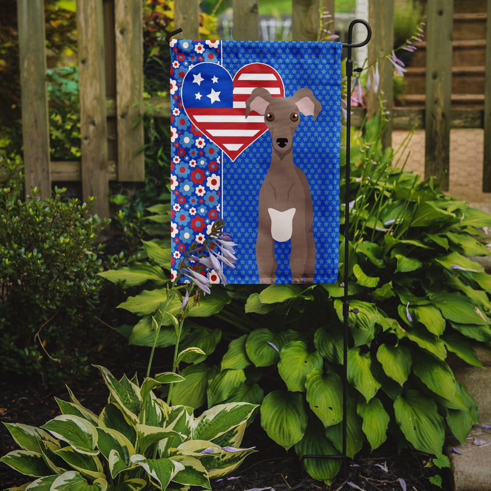 Fawn Italian Greyhound USA American Flag Garden Size