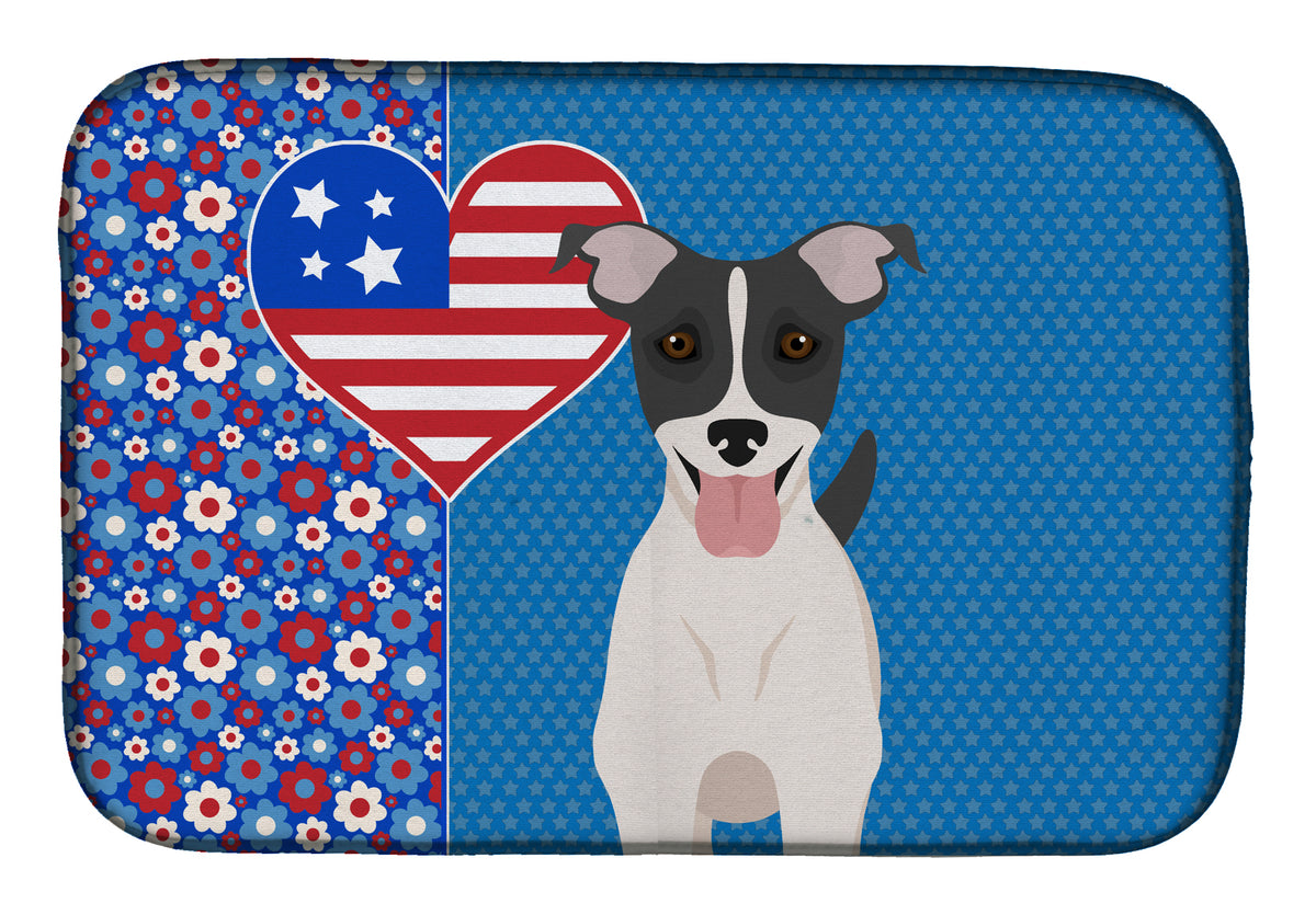 Black White Smooth Jack Russell Terrier USA American Dish Drying Mat