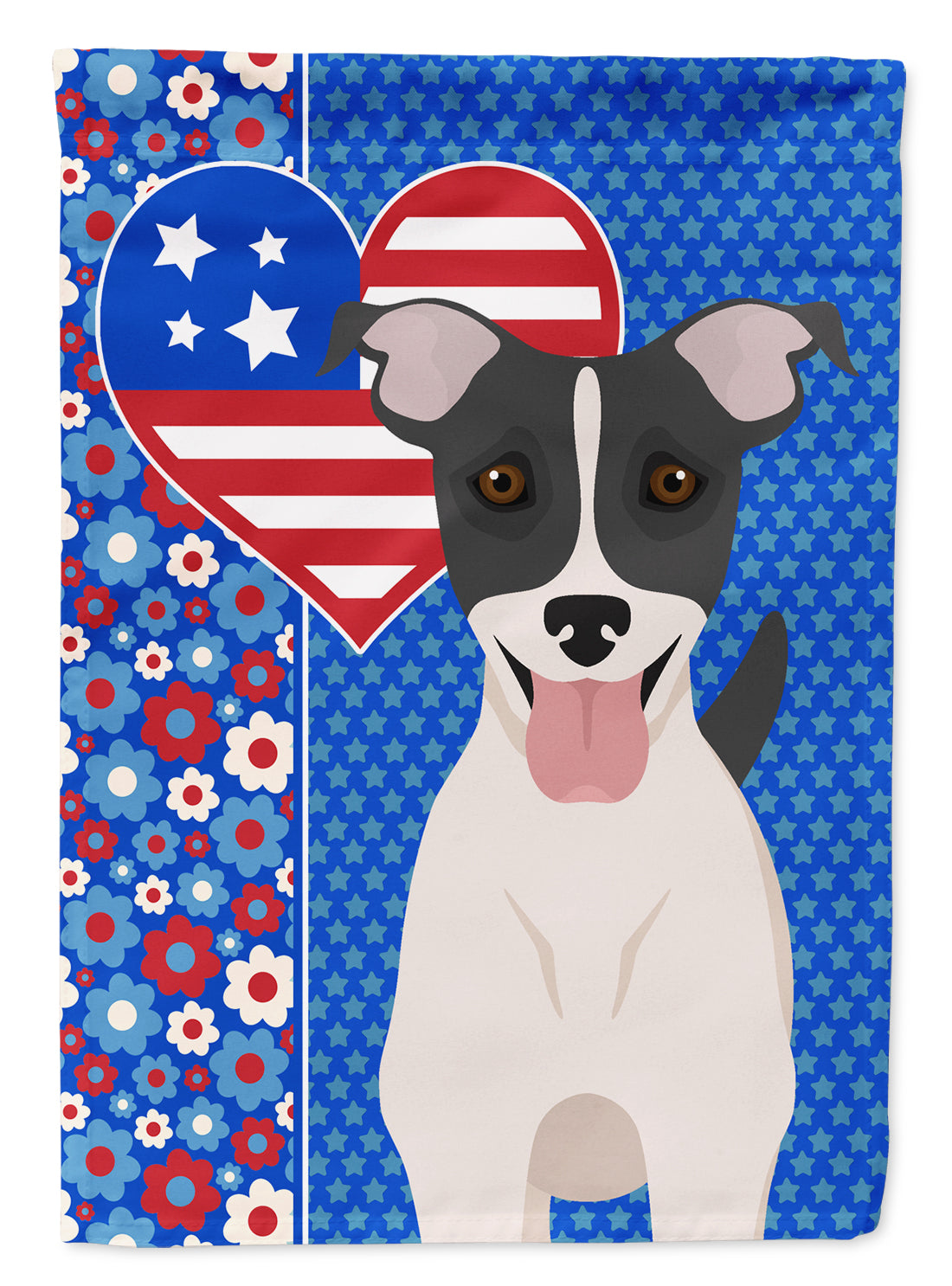 Black White Smooth Jack Russell Terrier USA American Flag Garden Size