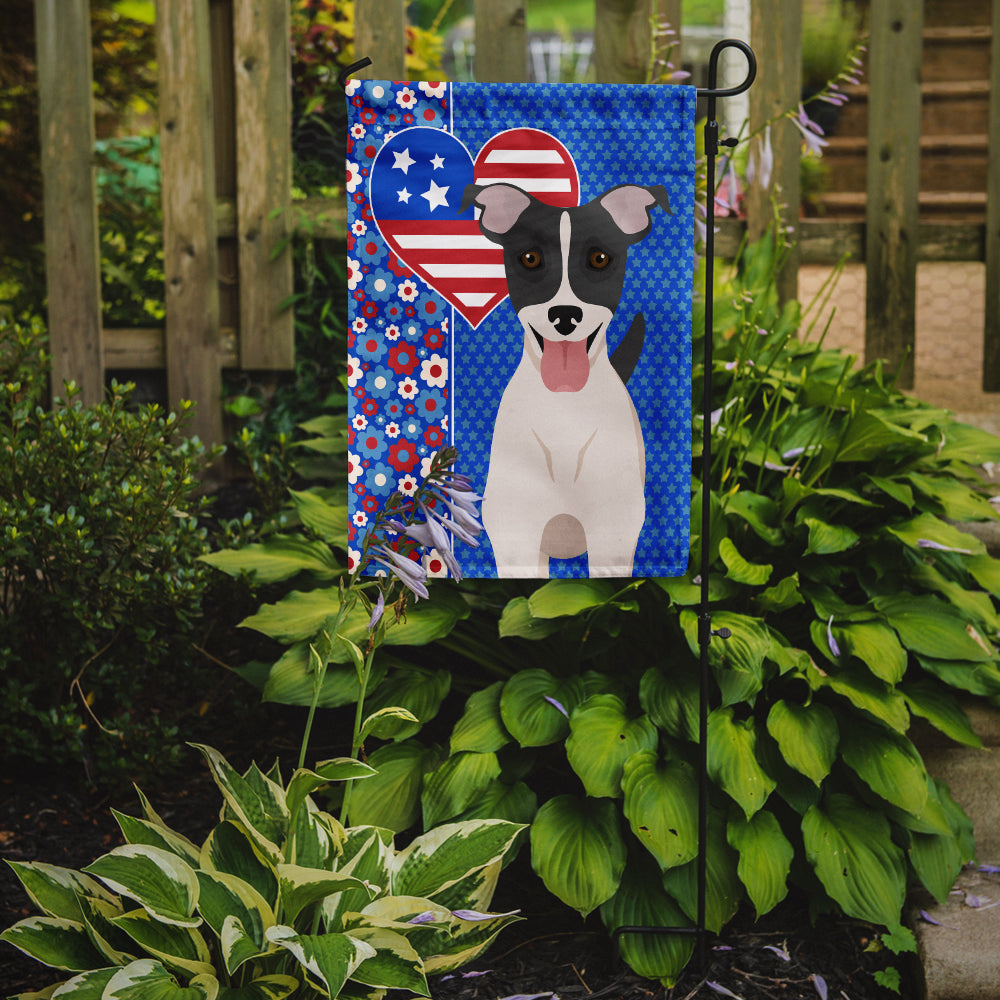 Black White Smooth Jack Russell Terrier USA American Flag Garden Size  the-store.com.