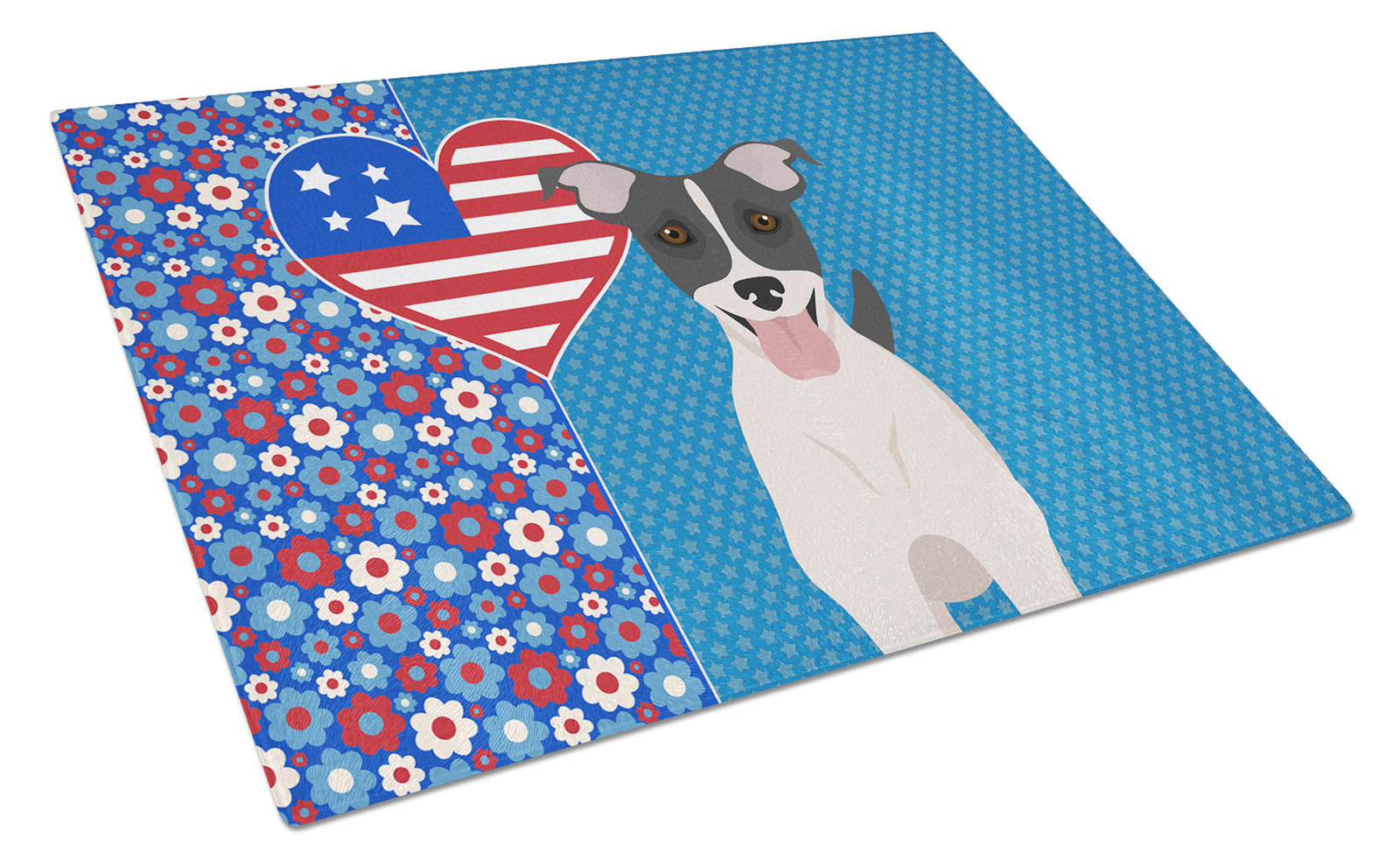 Buy this Black White Smooth Jack Russell Terrier USA American Glass Cutting Board Large