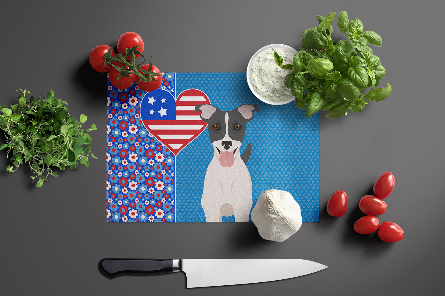Black White Smooth Jack Russell Terrier USA American Glass Cutting Board Large - the-store.com
