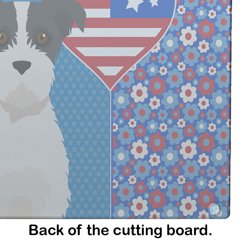 Black White Wirehair Jack Russell Terrier USA American Glass Cutting Board Large - the-store.com