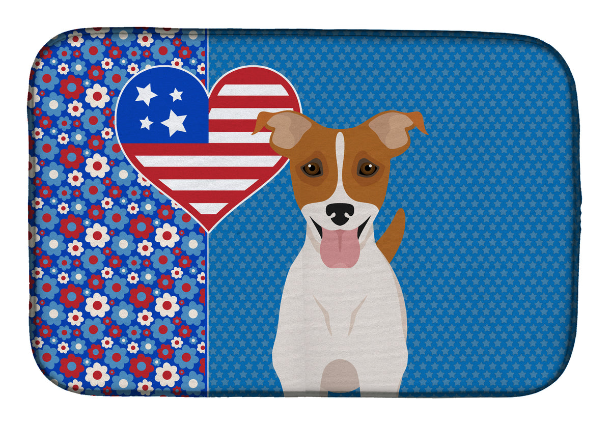 Brown White Smooth Jack Russell Terrier USA American Dish Drying Mat