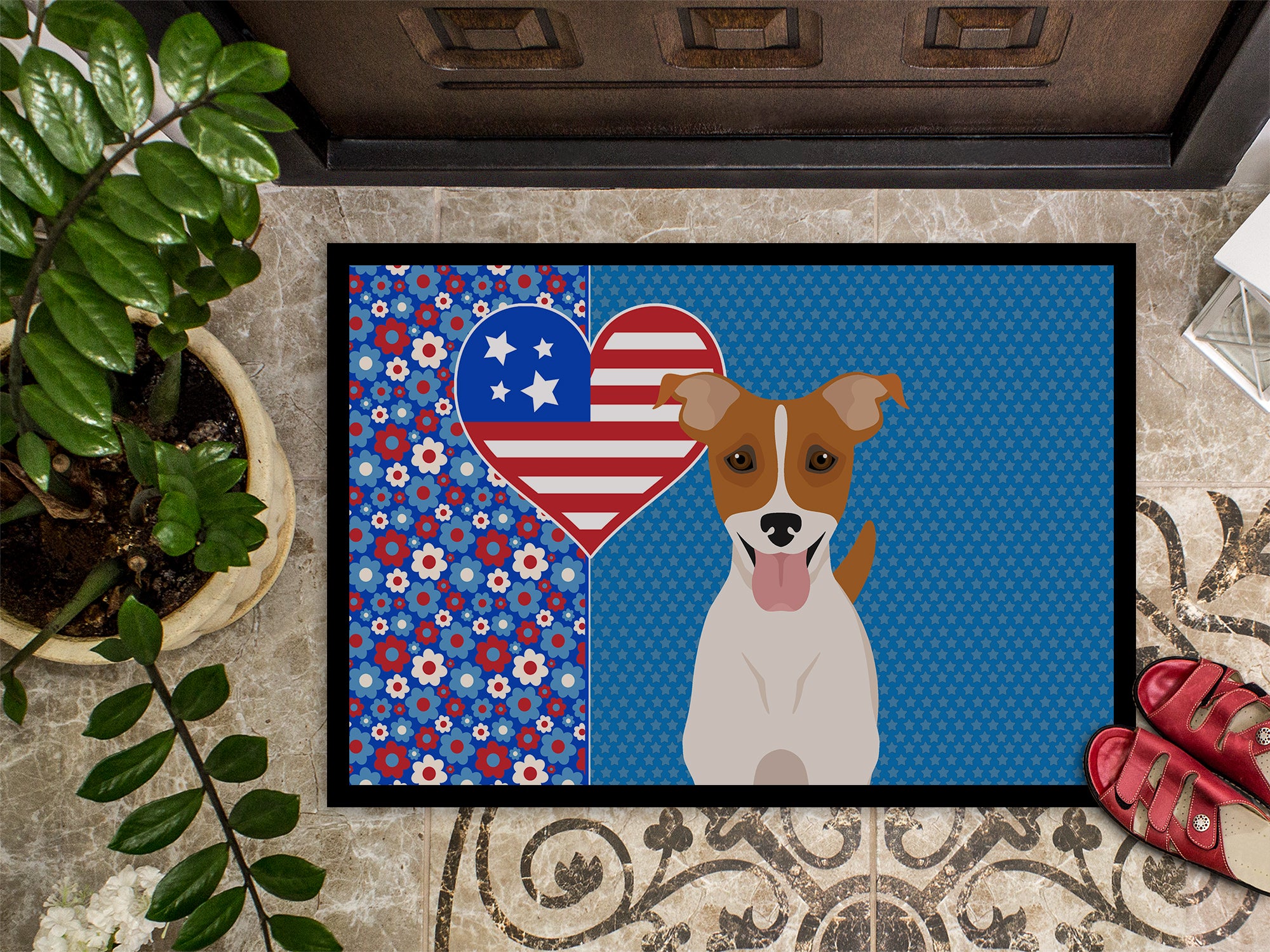 Brown White Smooth Jack Russell Terrier USA American Indoor or Outdoor Mat 24x36 - the-store.com