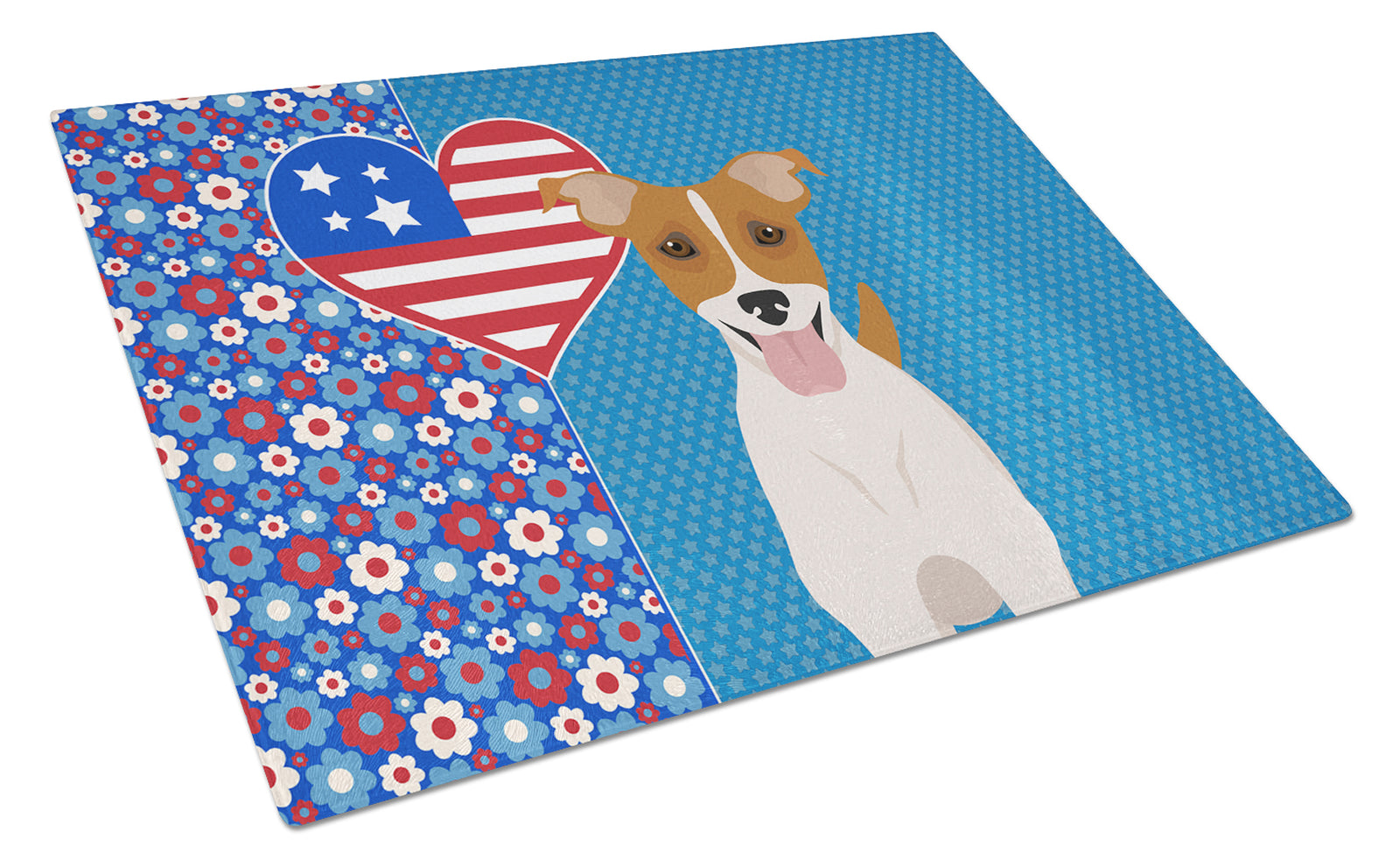 Buy this Brown White Smooth Jack Russell Terrier USA American Glass Cutting Board Large