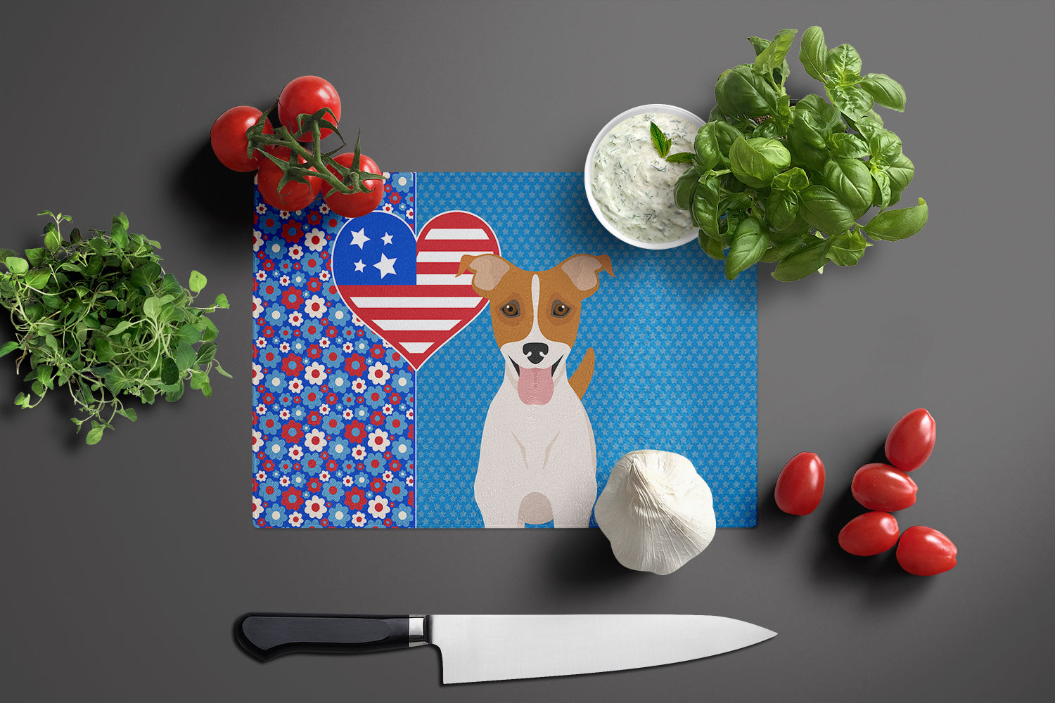 Brown White Smooth Jack Russell Terrier USA American Glass Cutting Board Large - the-store.com
