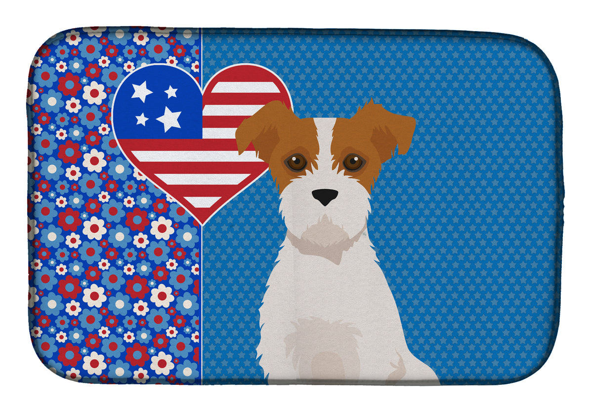 Brown White Wirehair Jack Russell Terrier USA American Dish Drying Mat