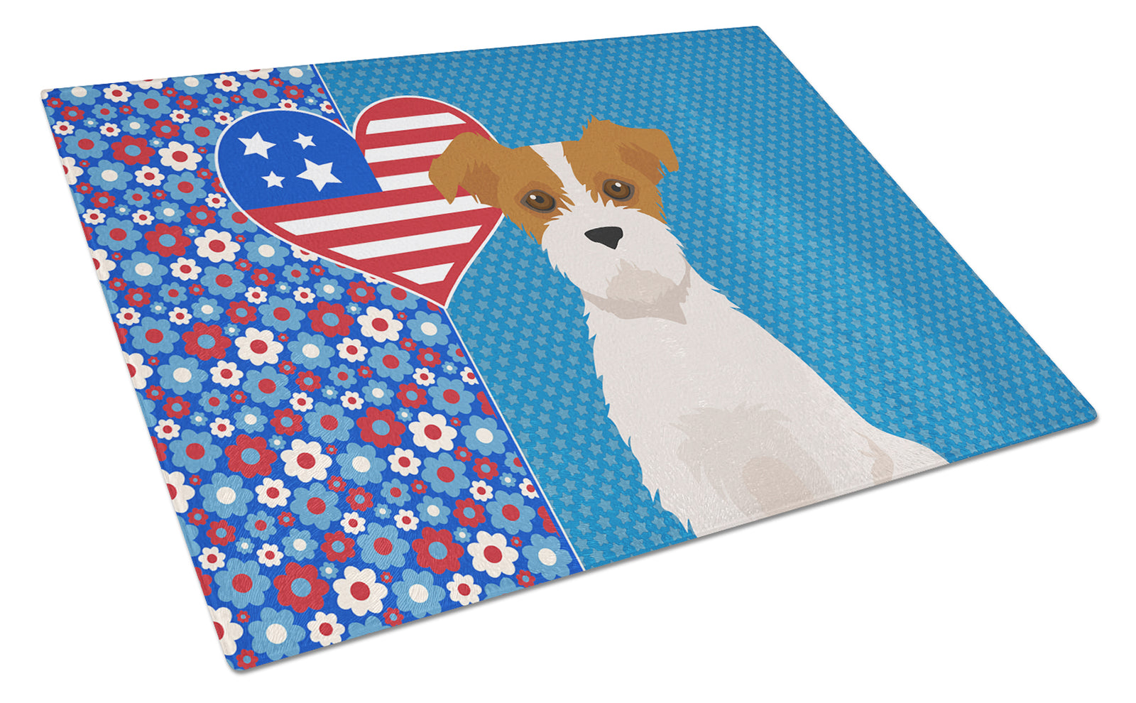 Buy this Brown White Wirehair Jack Russell Terrier USA American Glass Cutting Board Large