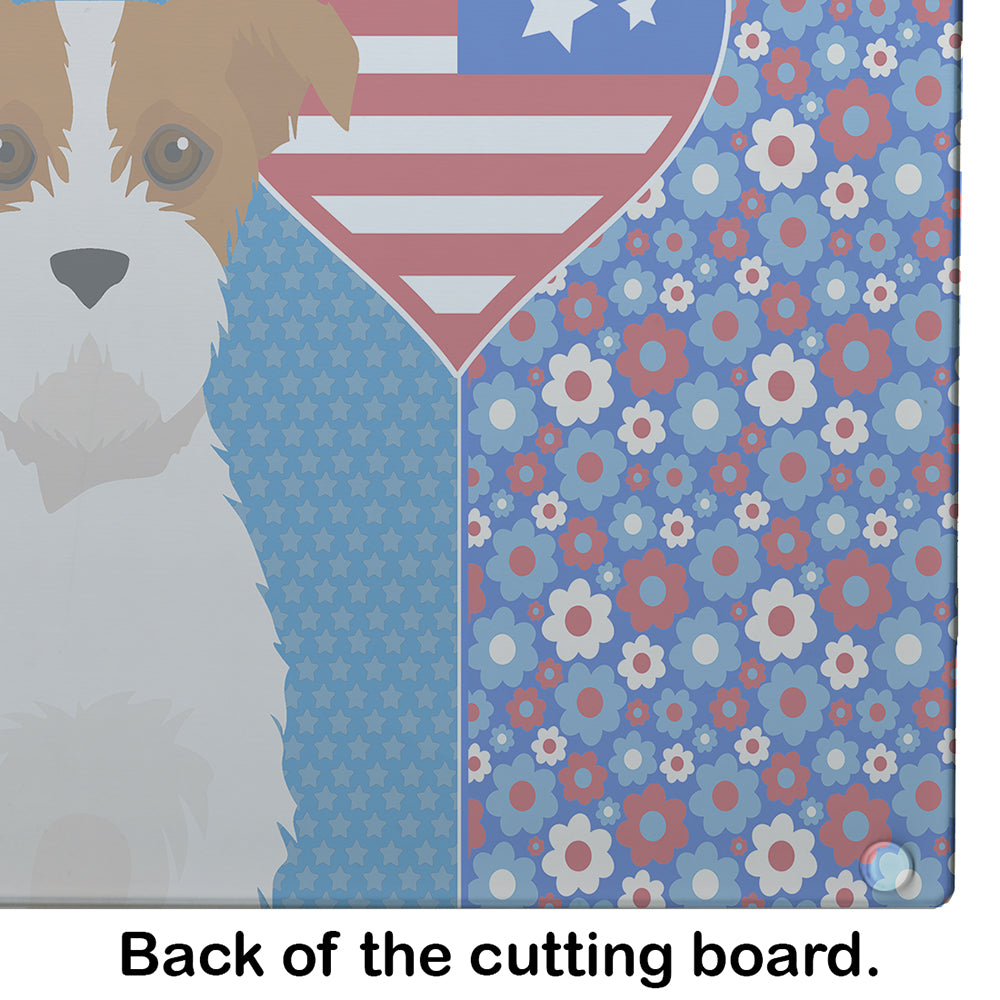 Brown White Wirehair Jack Russell Terrier USA American Glass Cutting Board Large - the-store.com