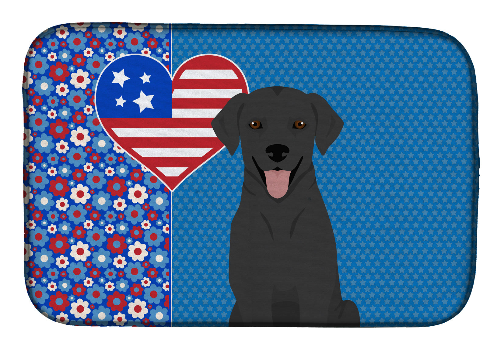 Black Labrador Retriever USA American Dish Drying Mat