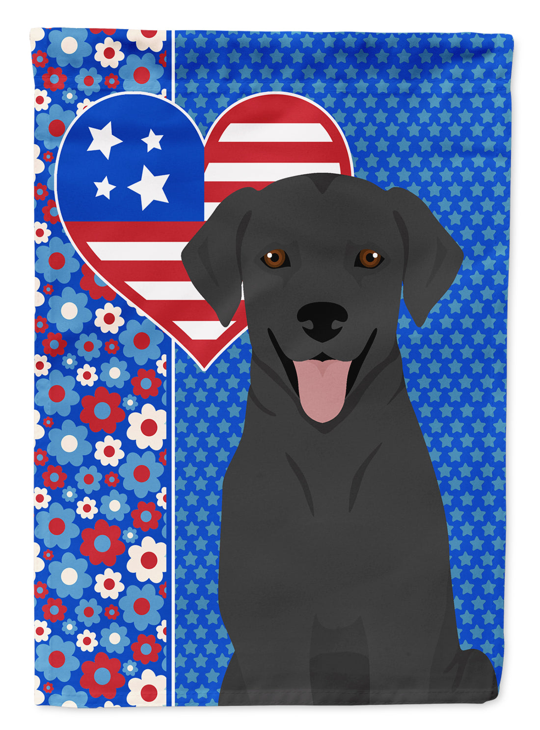Black Labrador Retriever USA American Flag Garden Size