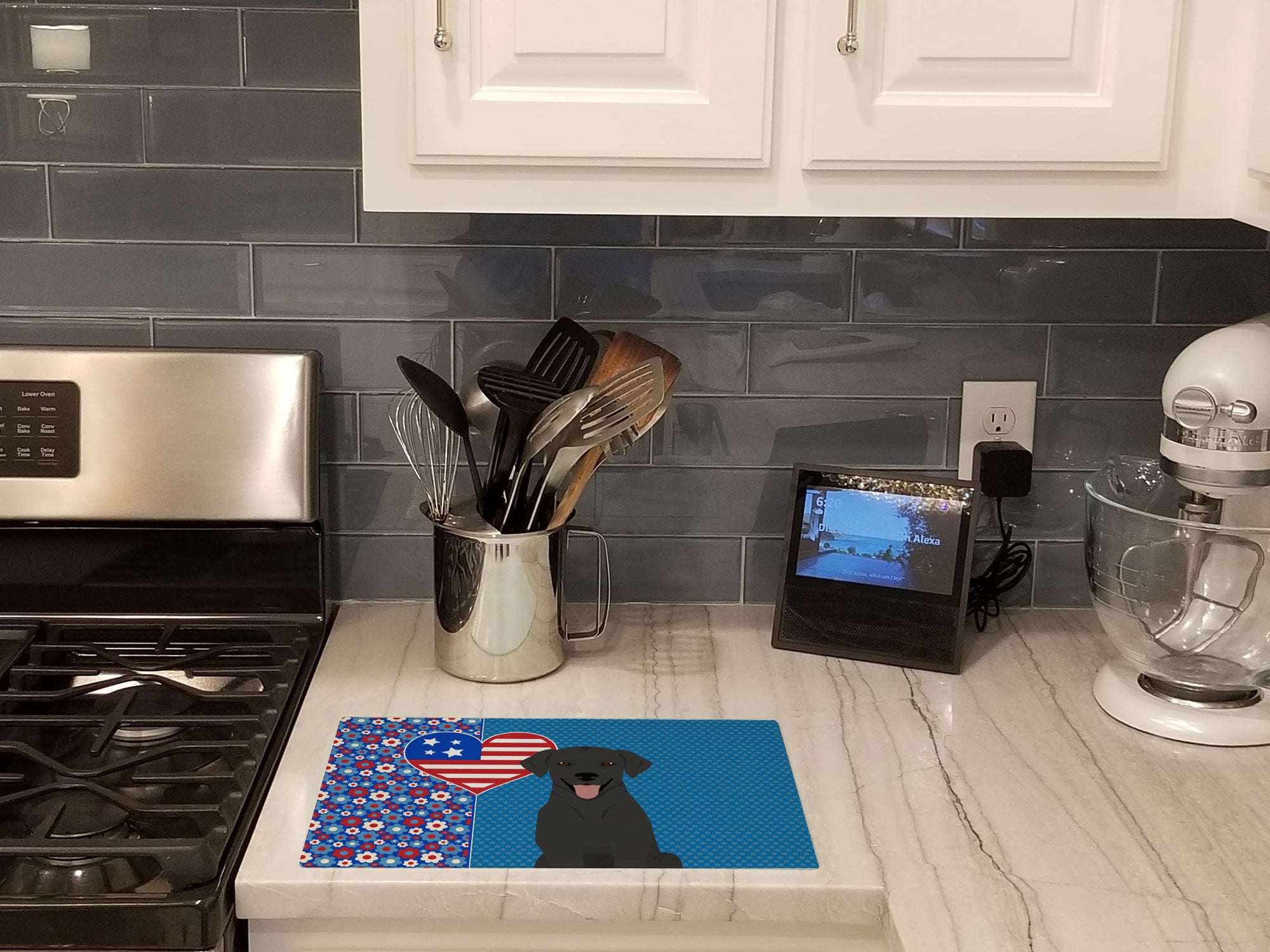 Buy this Black Labrador Retriever USA American Glass Cutting Board Large