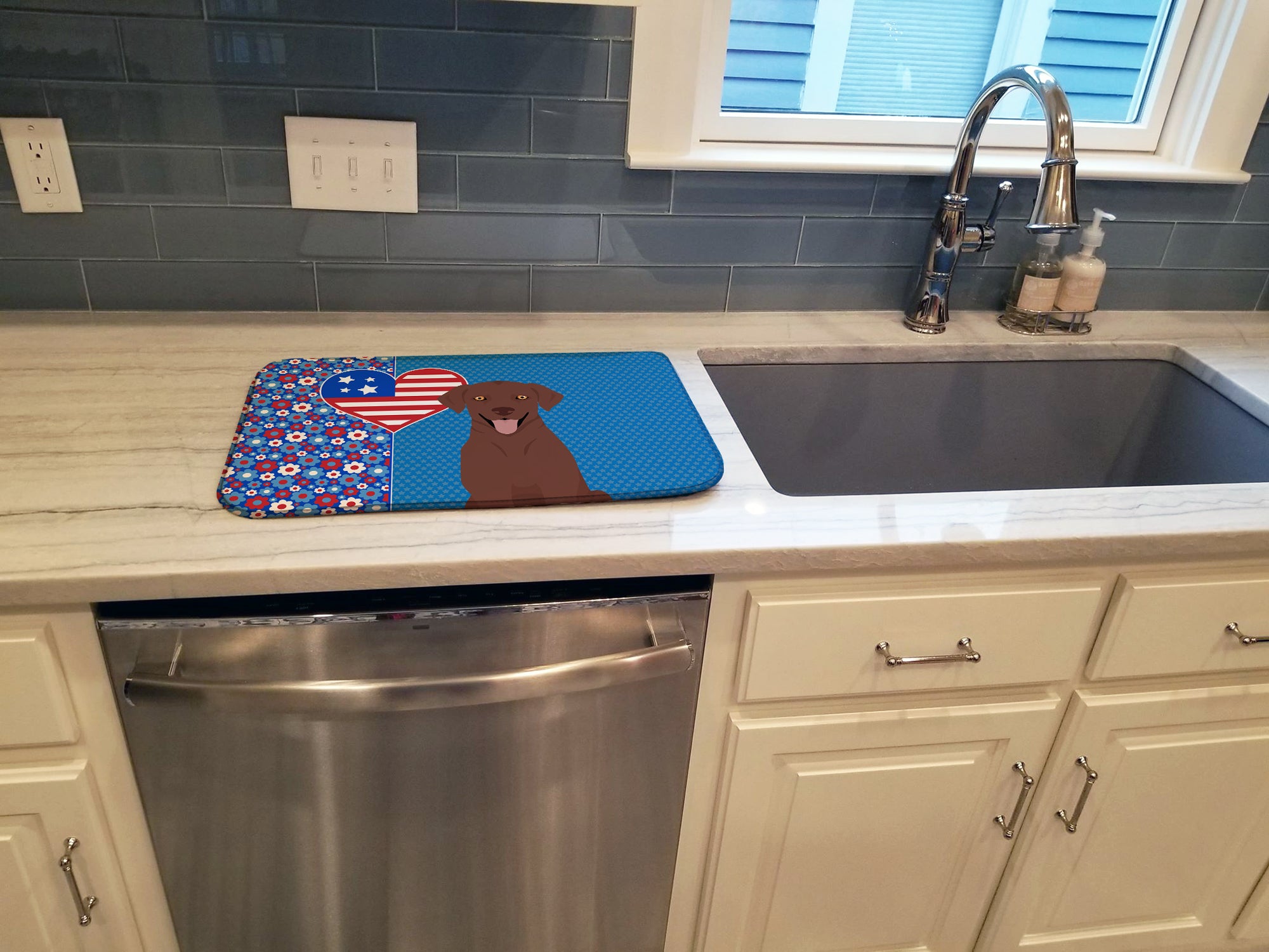 Chocolate Labrador Retriever USA American Dish Drying Mat
