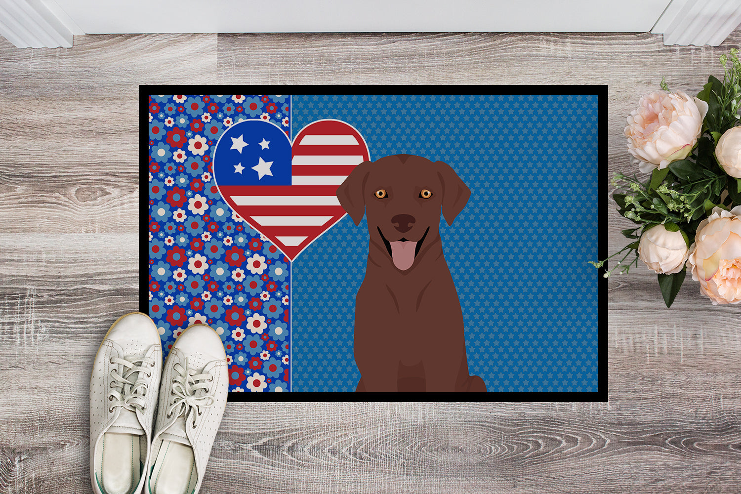 Chocolate Labrador Retriever USA American Indoor or Outdoor Mat 24x36 - the-store.com