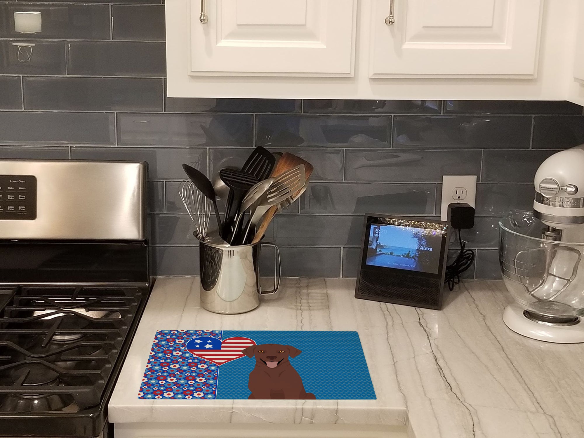Buy this Chocolate Labrador Retriever USA American Glass Cutting Board Large