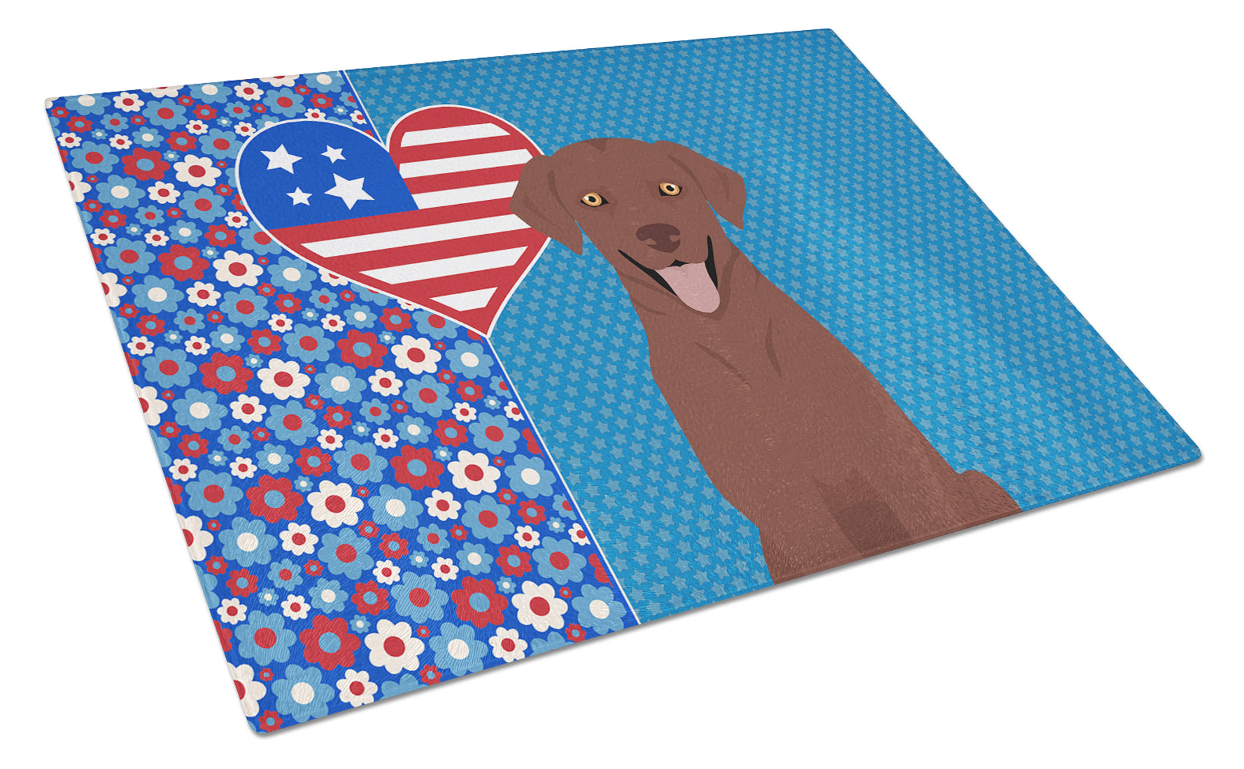 Buy this Chocolate Labrador Retriever USA American Glass Cutting Board Large