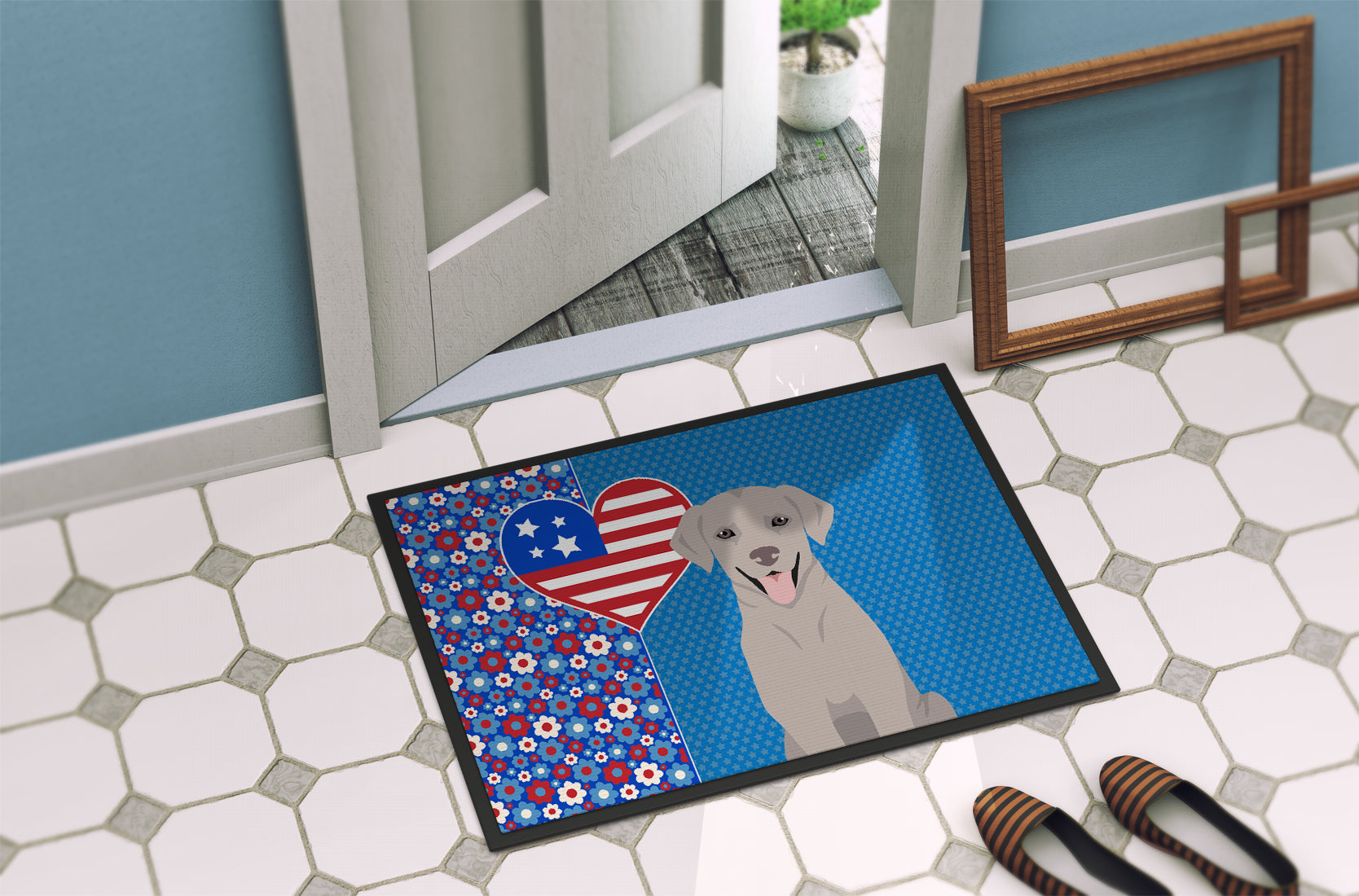 Gray Labrador Retriever USA American Indoor or Outdoor Mat 24x36 - the-store.com