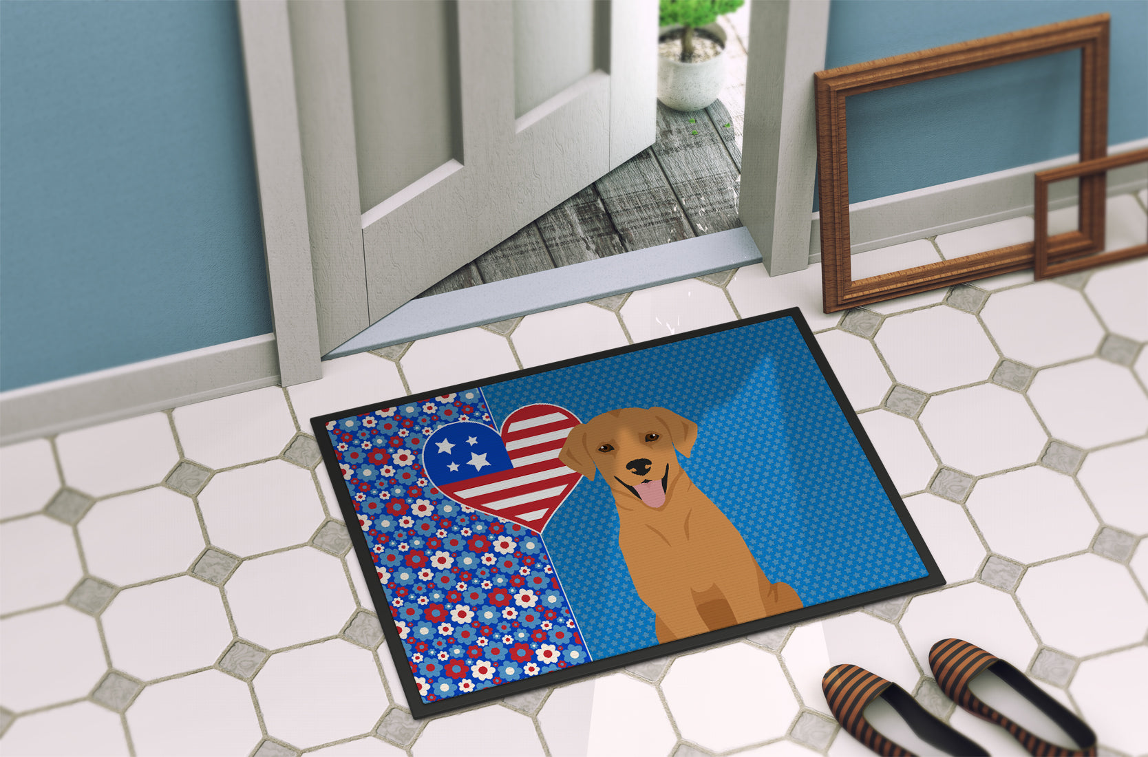 Red Fox Labrador Retriever USA American Indoor or Outdoor Mat 24x36 - the-store.com