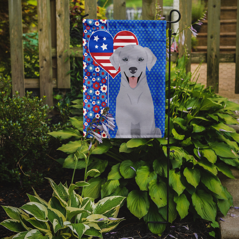 Silver Labrador Retriever USA American Flag Garden Size