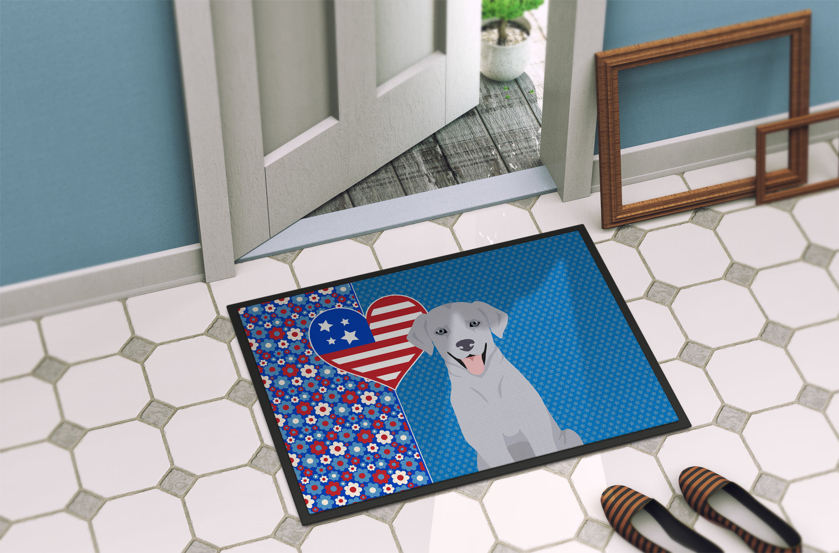 Silver Labrador Retriever USA American Indoor or Outdoor Mat 24x36 - the-store.com