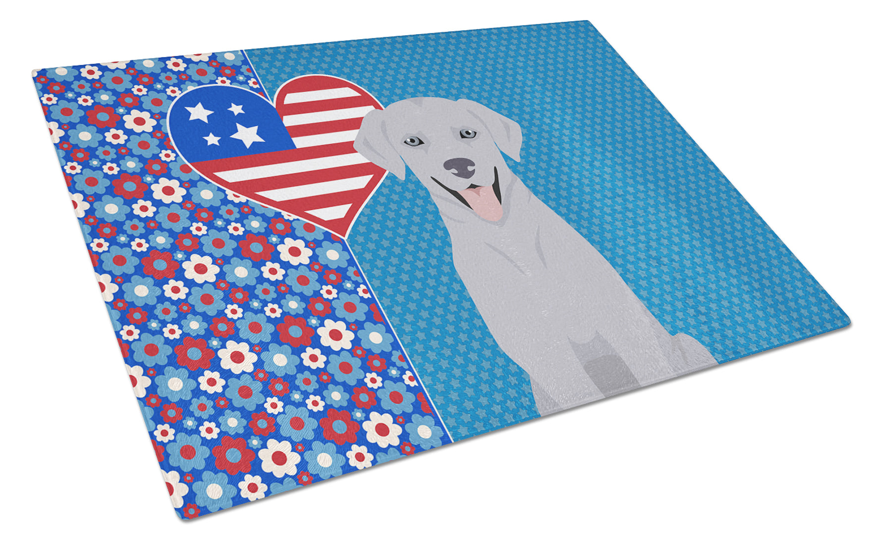 Buy this Silver Labrador Retriever USA American Glass Cutting Board Large