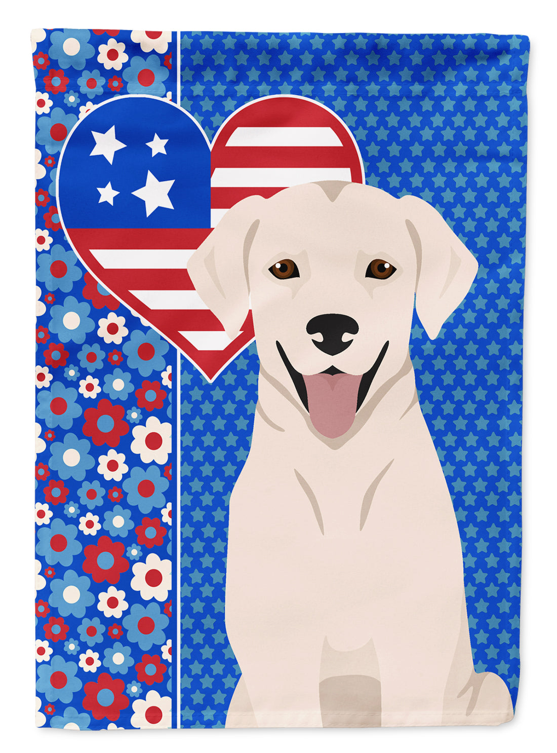 White Cream Labrador Retriever USA American Flag Garden Size