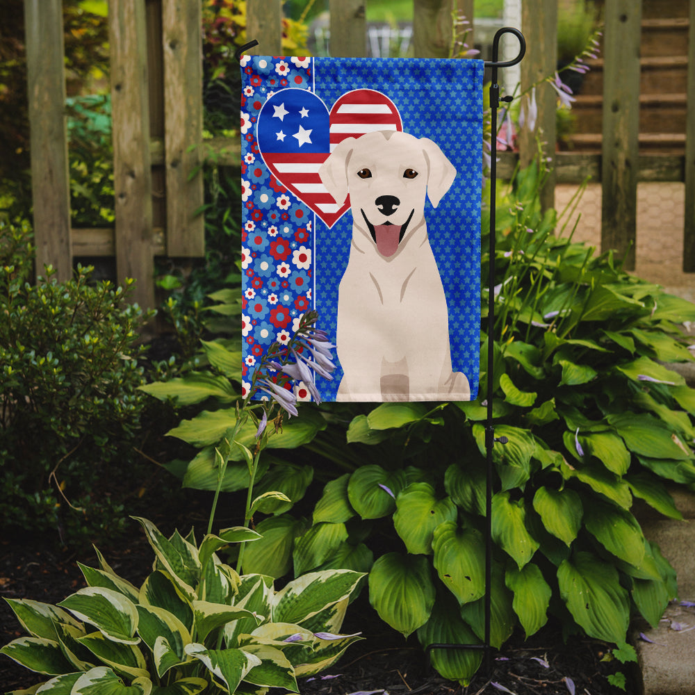 White Cream Labrador Retriever USA American Flag Garden Size  the-store.com.