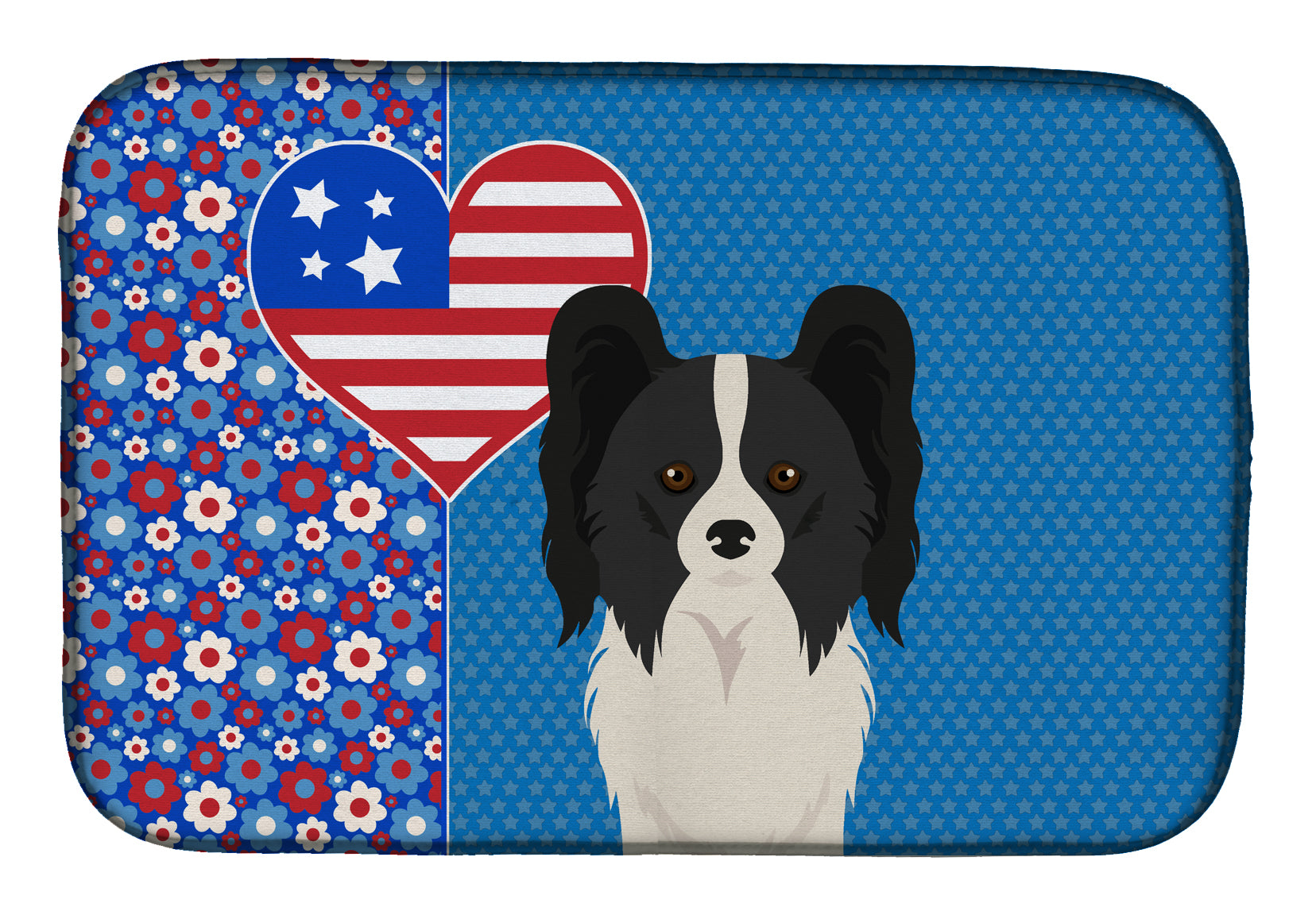 Black and White Papillon USA American Dish Drying Mat  the-store.com.