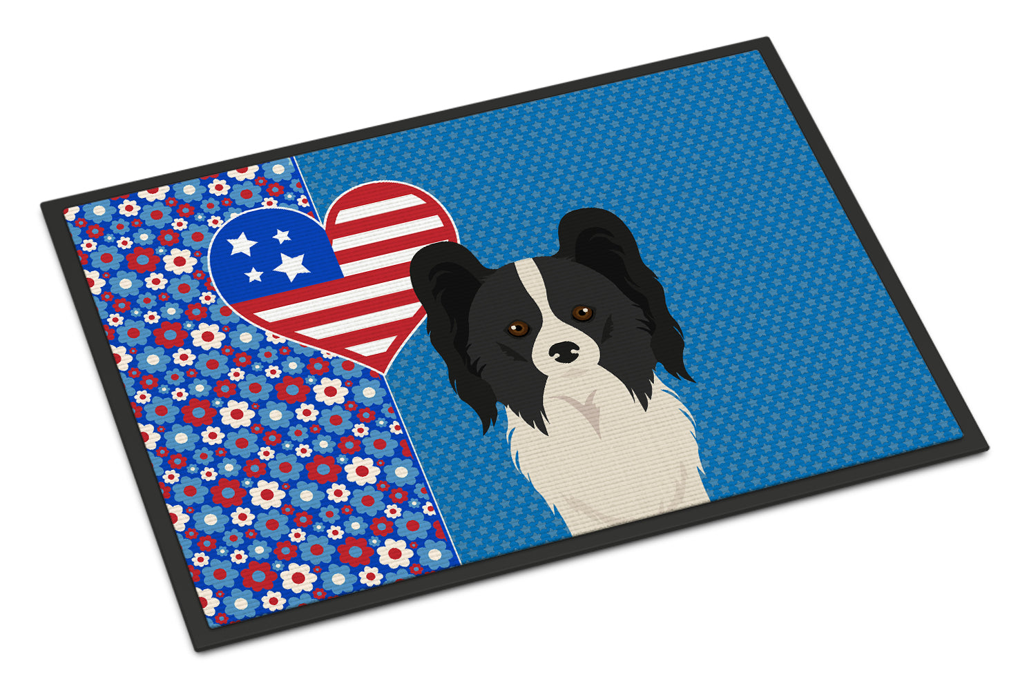 Buy this Black and White Papillon USA American Indoor or Outdoor Mat 24x36