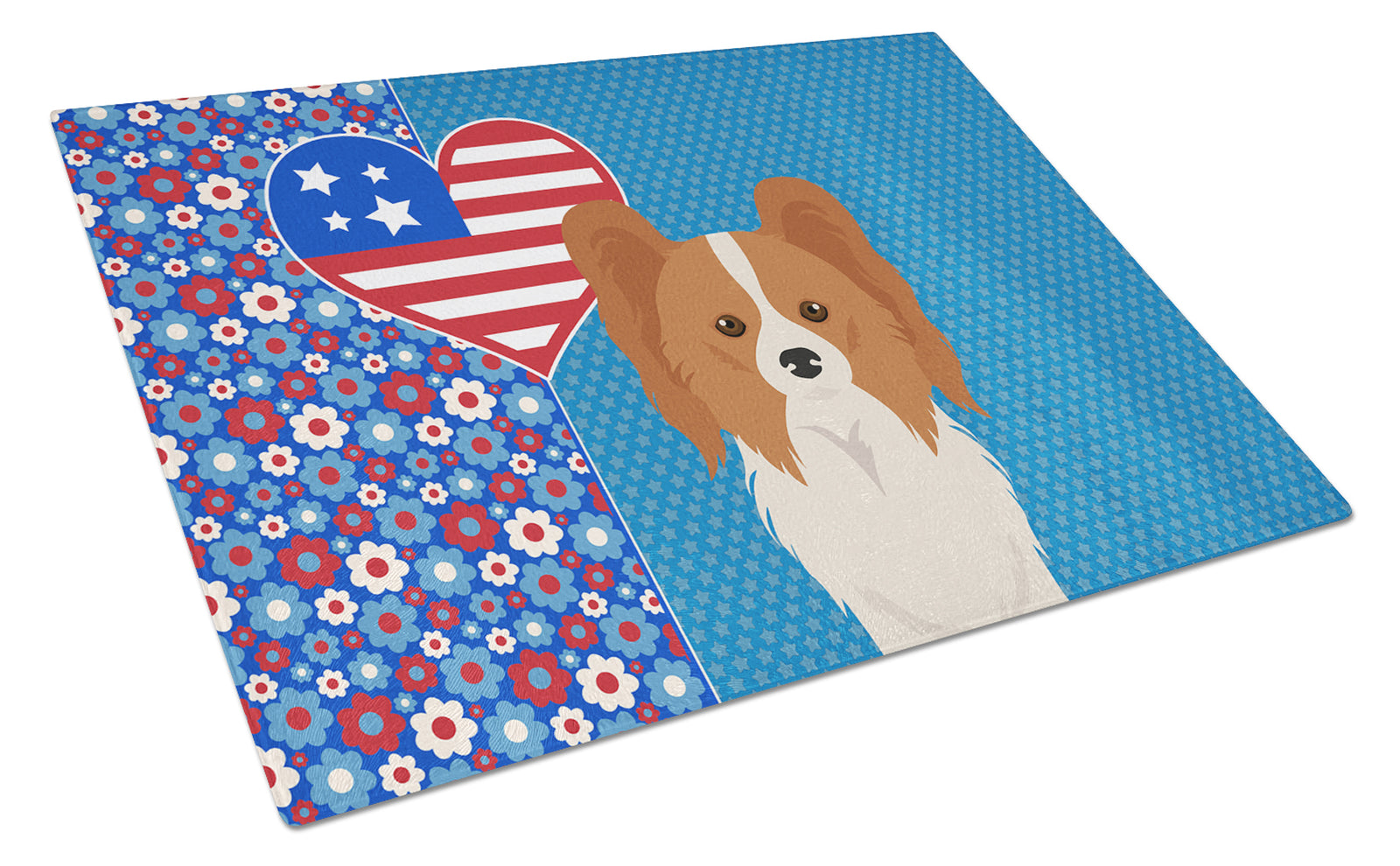 Buy this Red and White Papillon USA American Glass Cutting Board Large