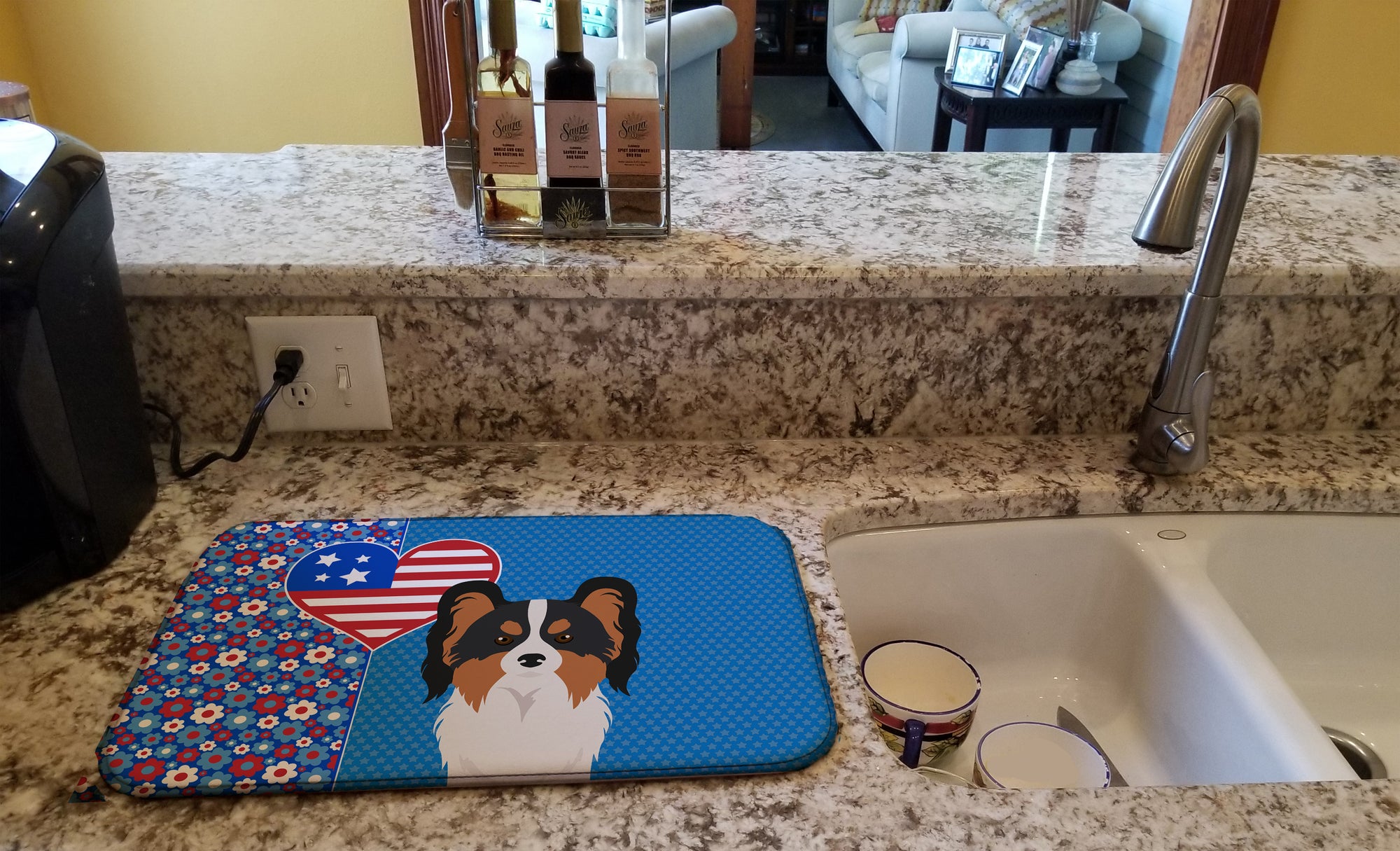Tricolor Papillon USA American Dish Drying Mat  the-store.com.