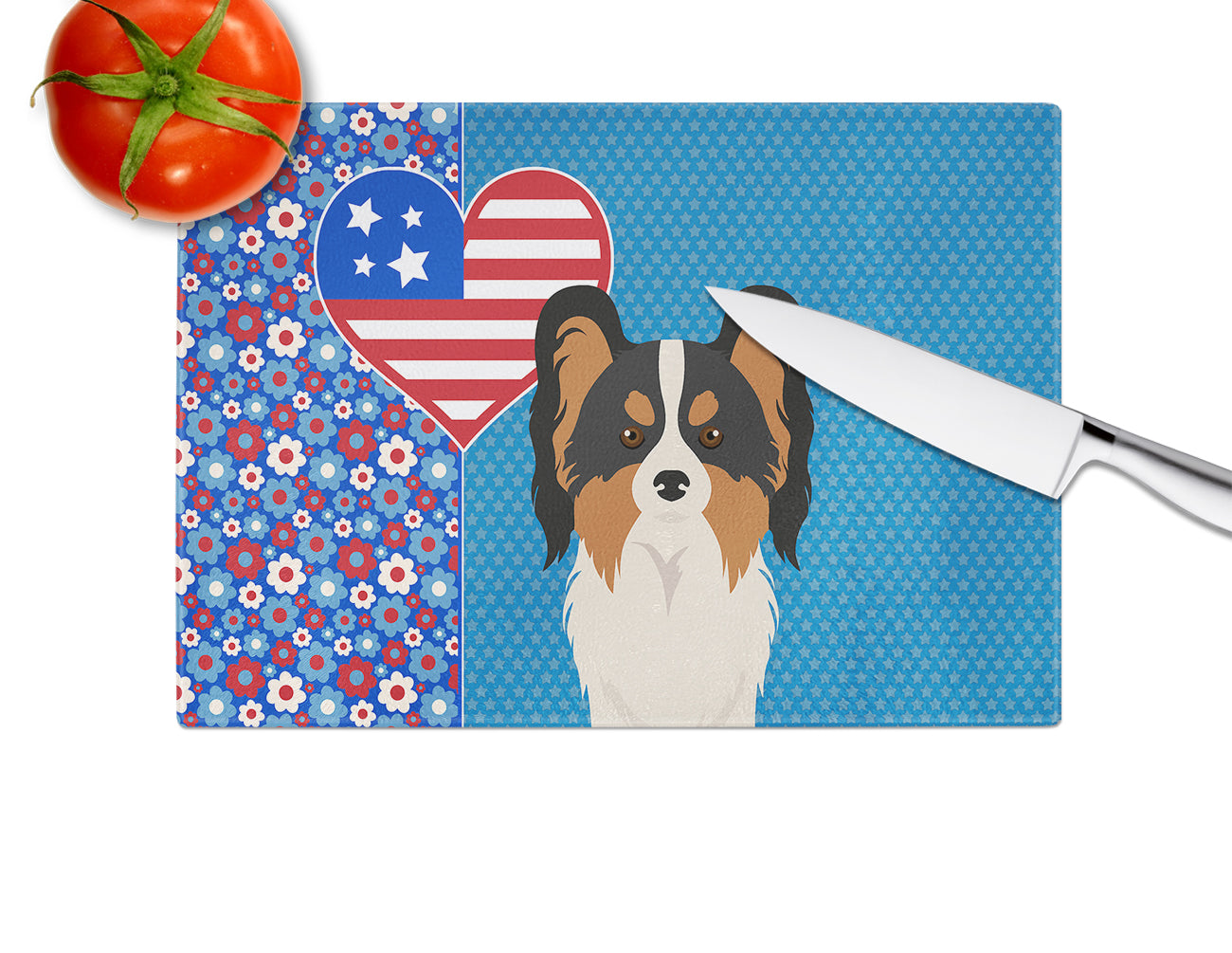 Tricolor Papillon USA American Glass Cutting Board Large - the-store.com