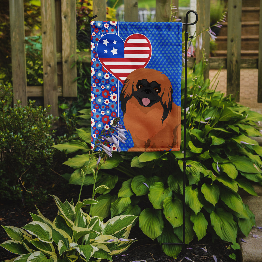 Red Pekingese USA American Flag Garden Size  the-store.com.