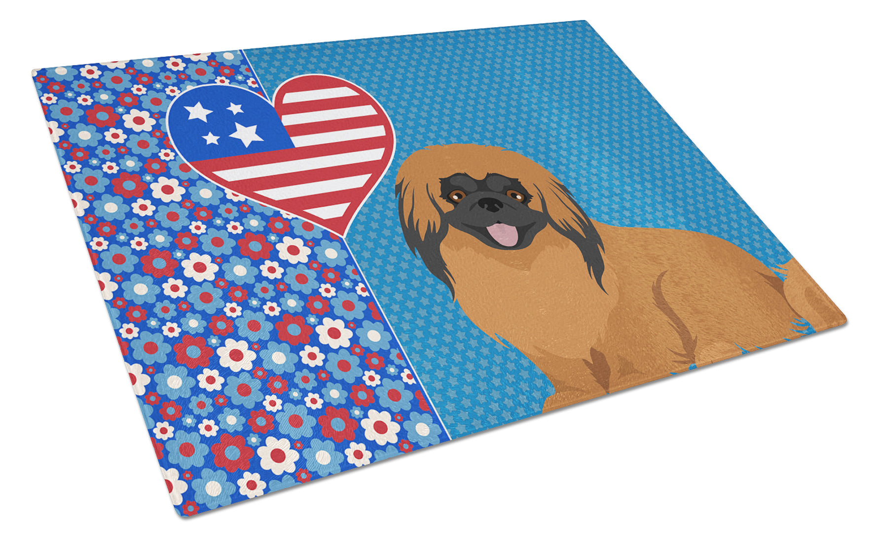 Buy this Red Pekingese USA American Glass Cutting Board Large