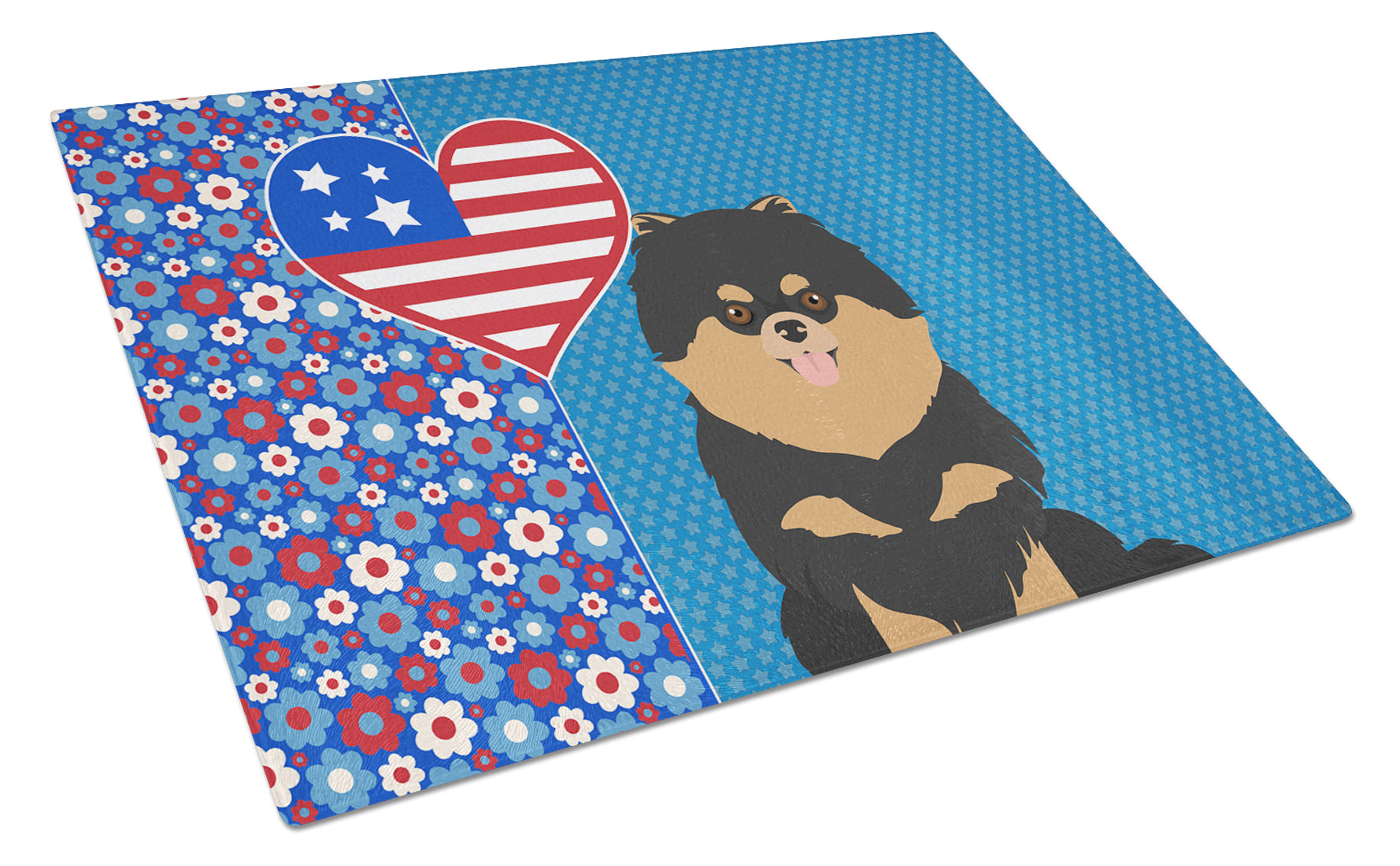 Buy this Black and Tan Pomeranian USA American Glass Cutting Board Large