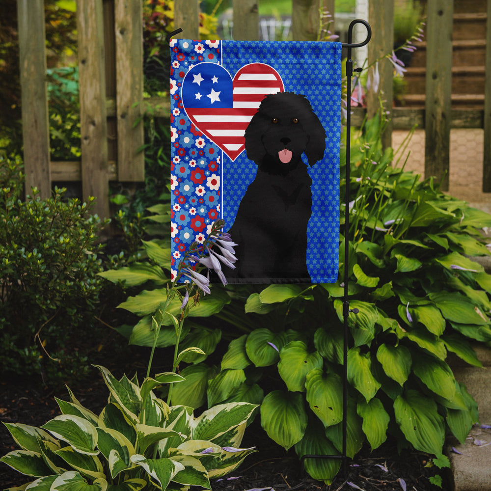 Standard Black Poodle USA American Flag Garden Size  the-store.com.