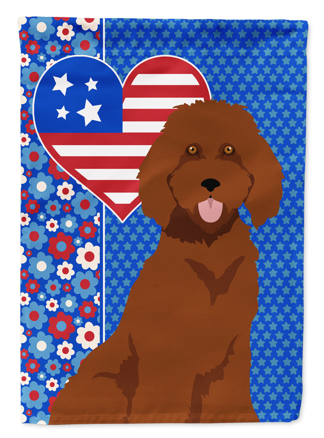 Standard Red Poodle USA American Flag Garden Size