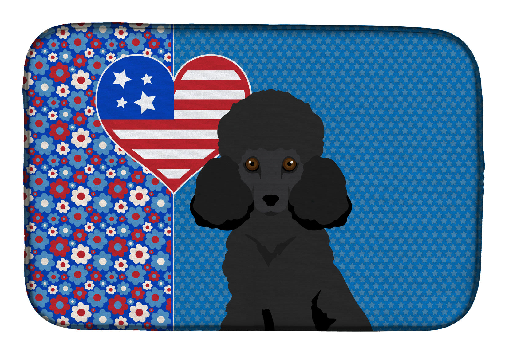 Toy Black Poodle USA American Dish Drying Mat