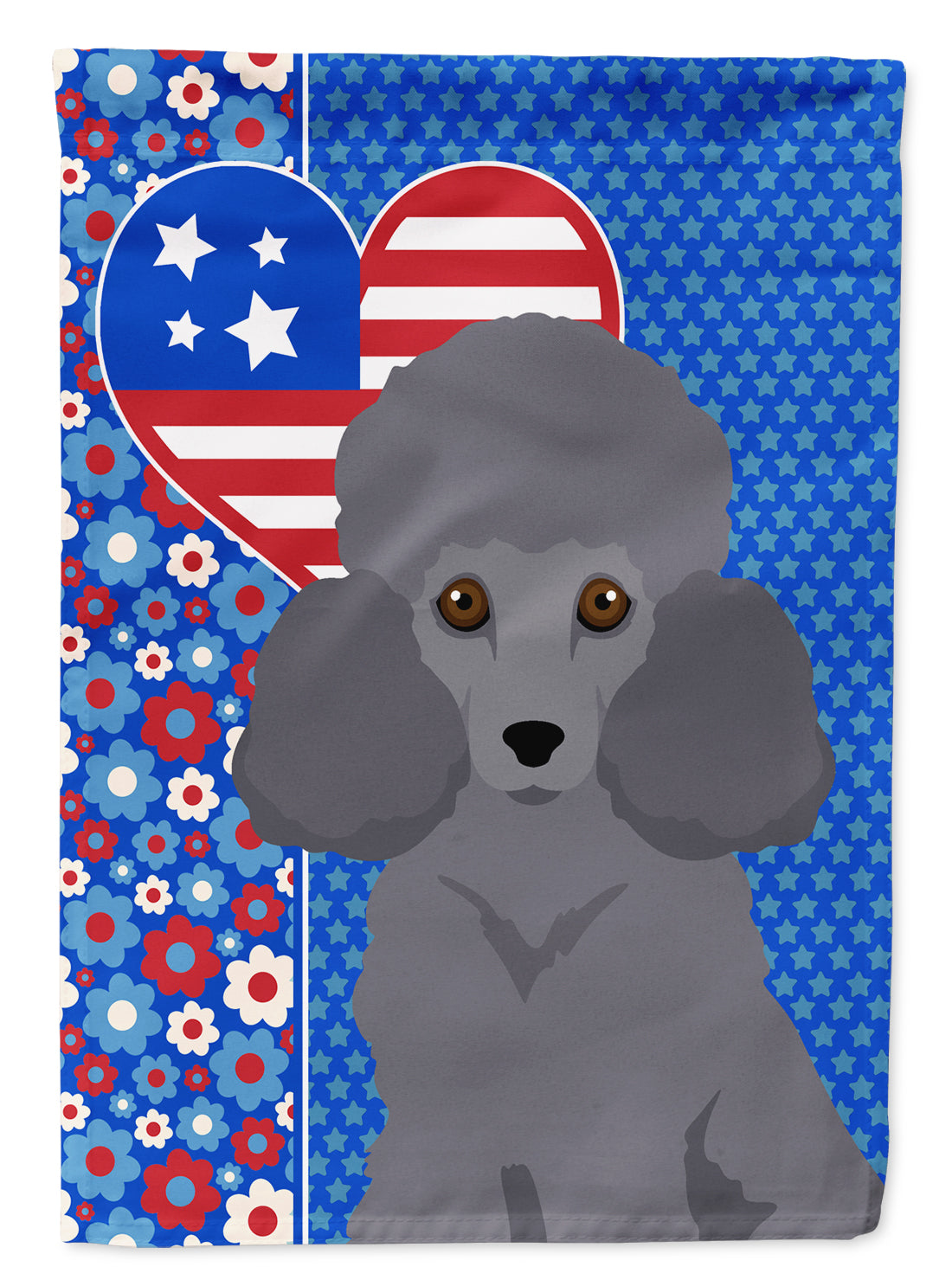 Toy Grey Poodle USA American Flag Garden Size