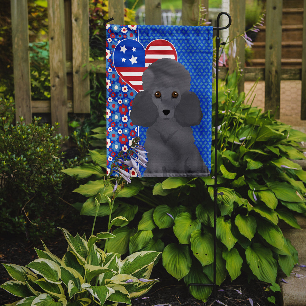 Toy Grey Poodle USA American Flag Garden Size  the-store.com.