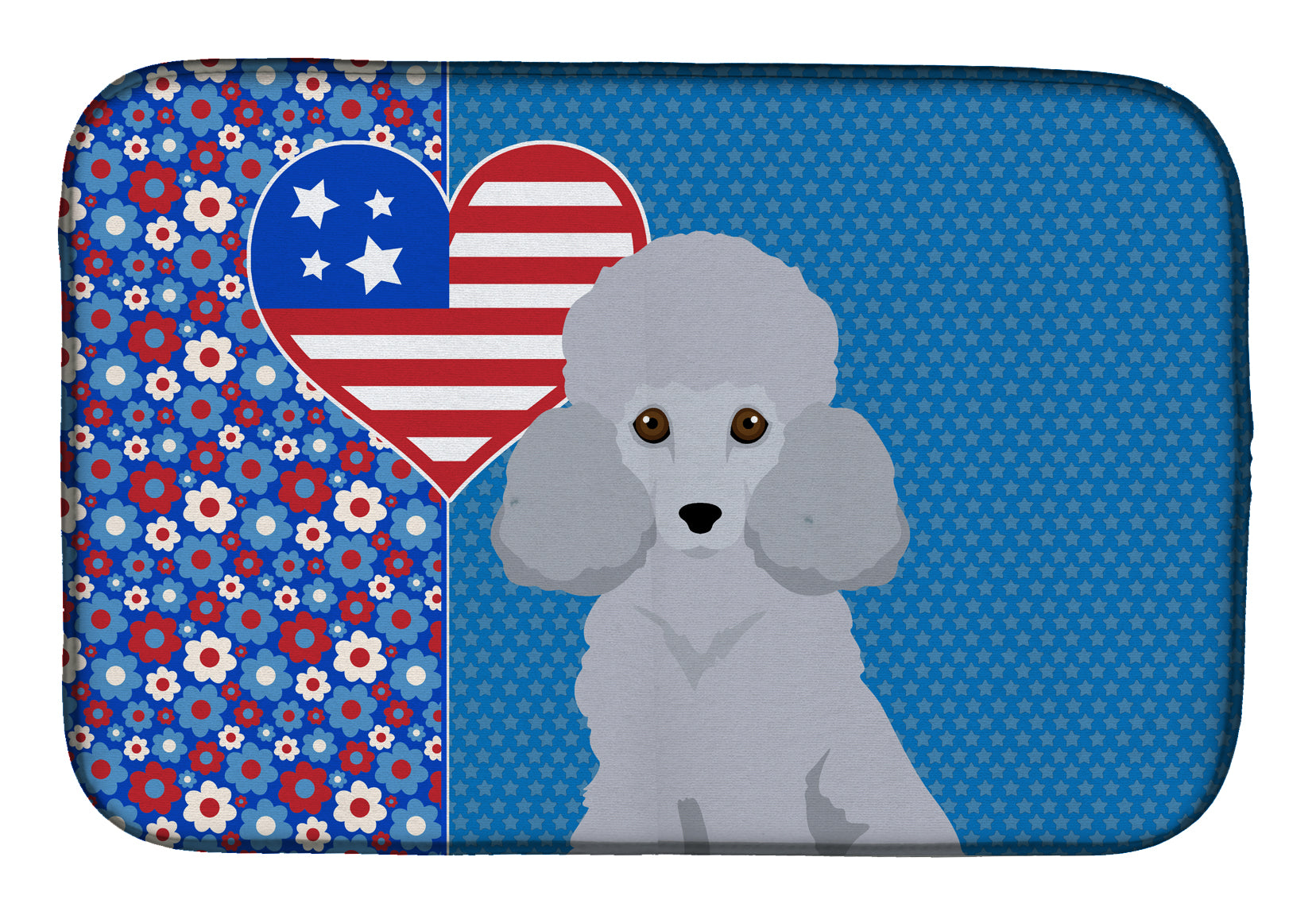 Toy Silver Poodle USA American Dish Drying Mat