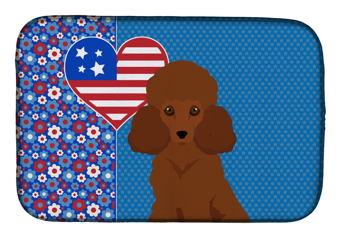 Toy Red Poodle USA American Dish Drying Mat