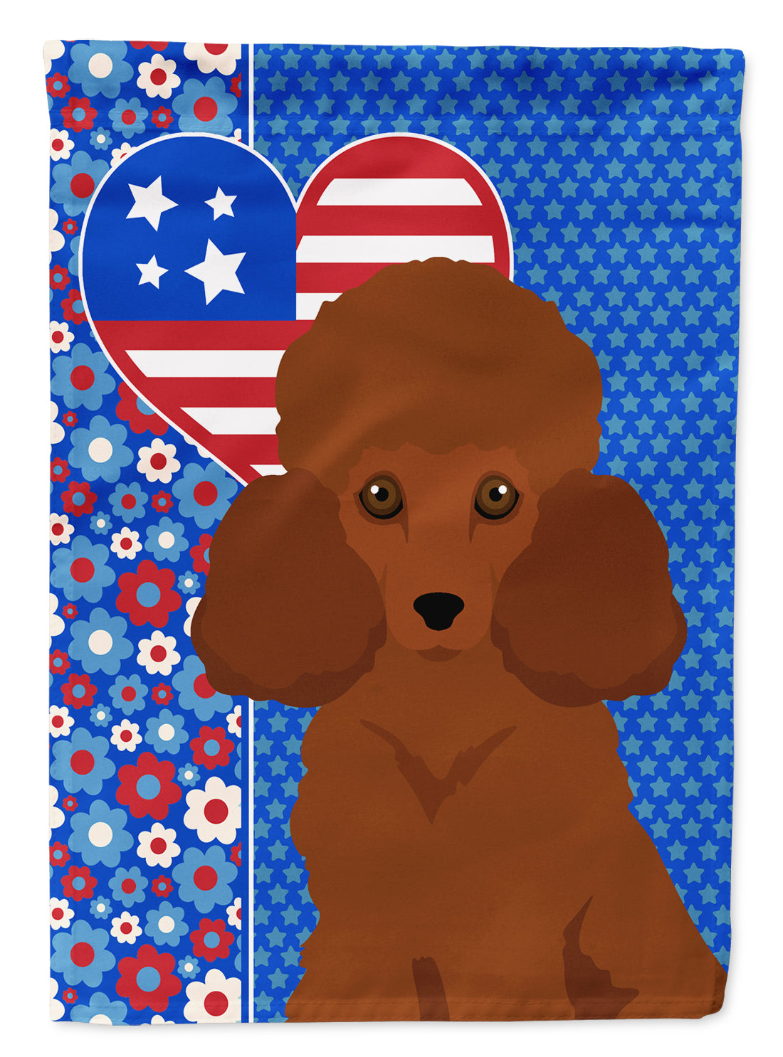 Toy Red Poodle USA American Flag Garden Size  the-store.com.