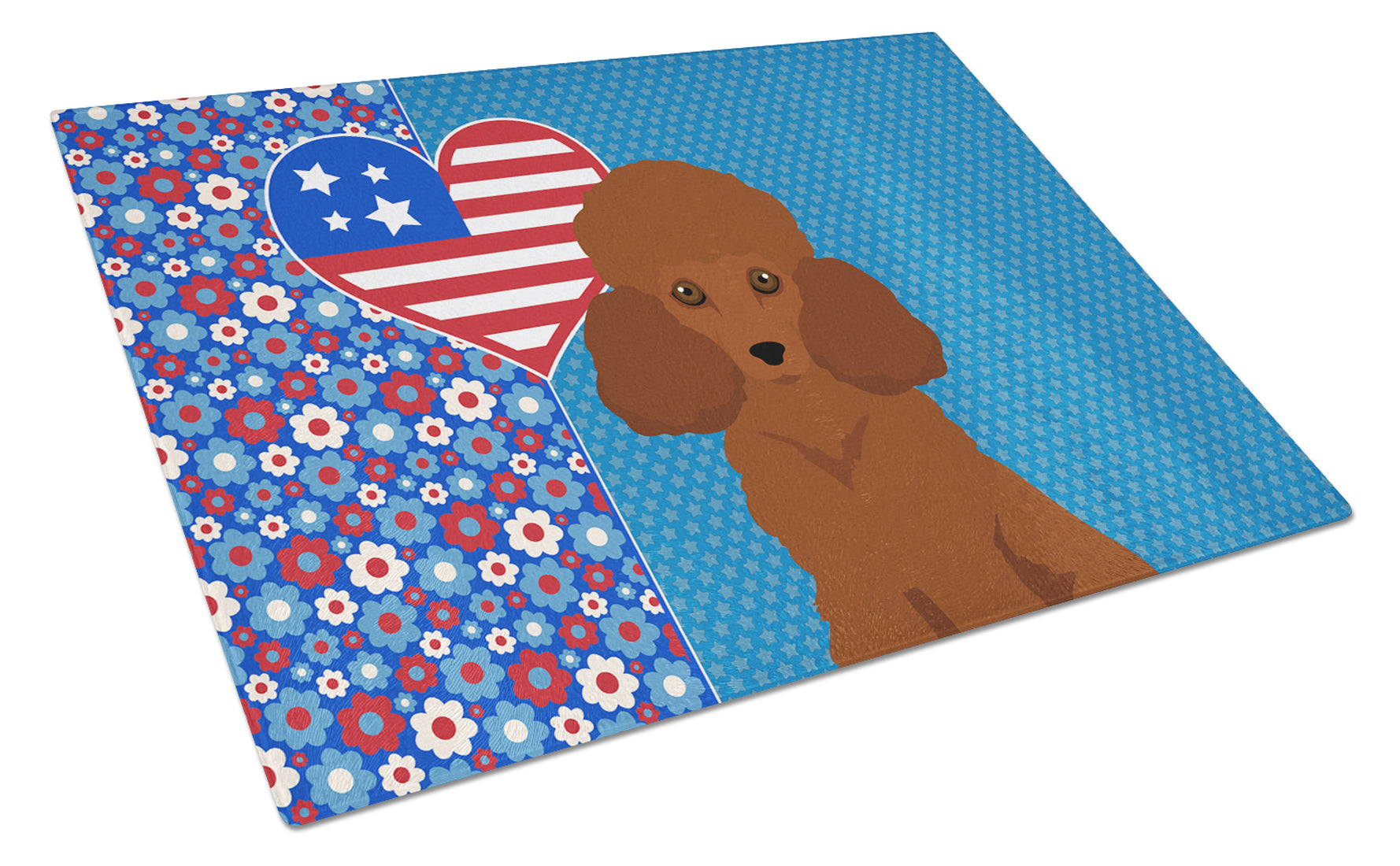 Buy this Toy Red Poodle USA American Glass Cutting Board Large