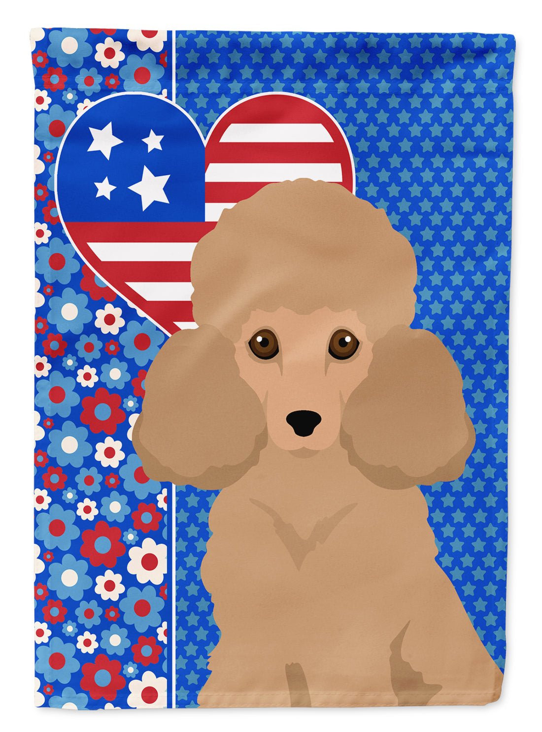 Toy Apricot Poodle USA American Flag Garden Size
