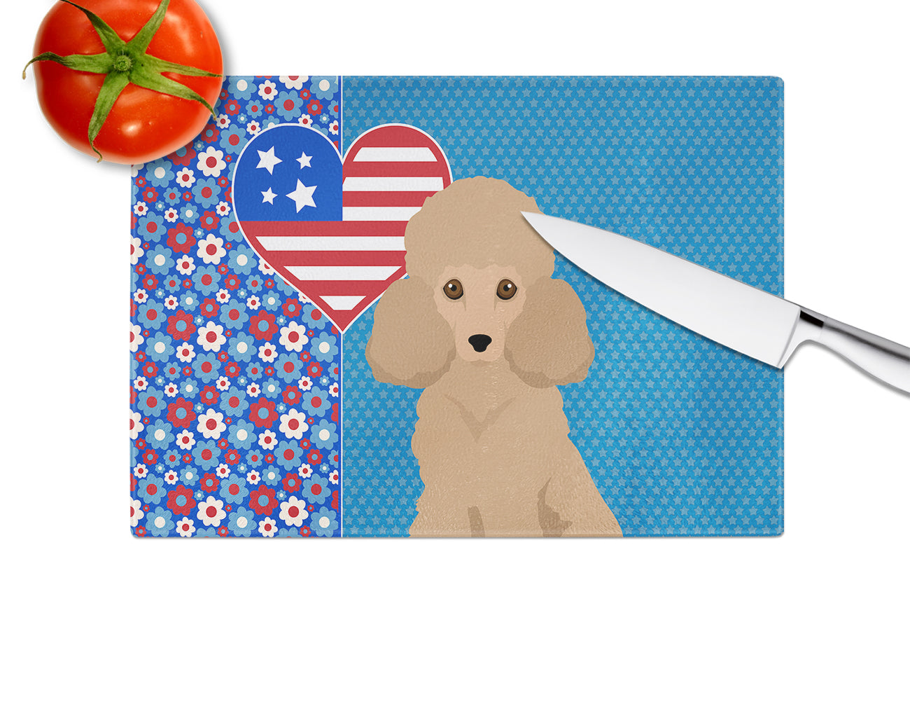 Toy Apricot Poodle USA American Glass Cutting Board Large - the-store.com