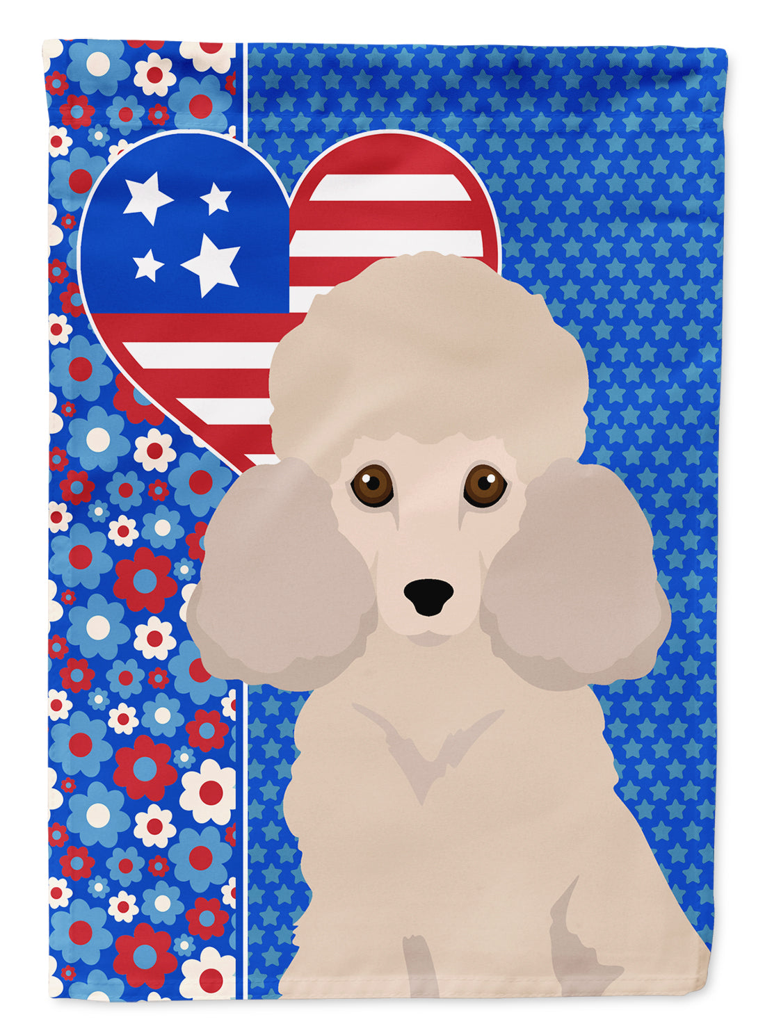 Toy Cream Poodle USA American Flag Garden Size